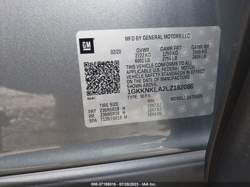 2020 GMC ACADIA SLE - 1GKKNKLA2LZ182086