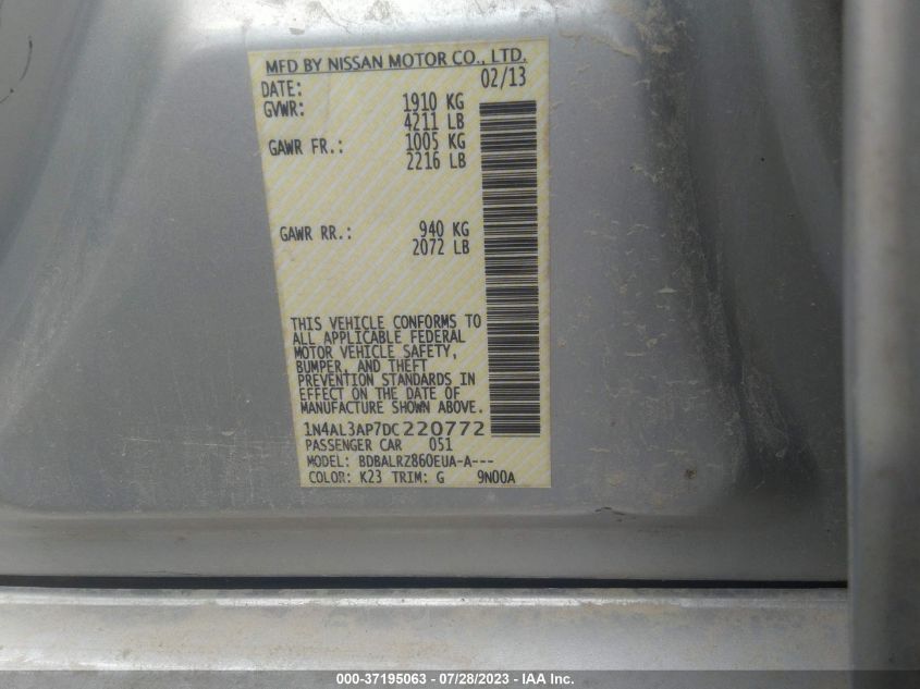 2013 NISSAN ALTIMA 2.5/S/SV/SL - 1N4AL3AP7DC220772