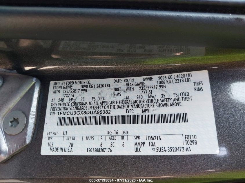 2013 FORD ESCAPE SE - 1FMCU0GX8DUA95082