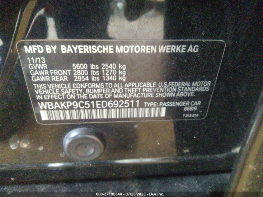 2014 BMW 550I XDRIVE WBAKP9C51ED692511