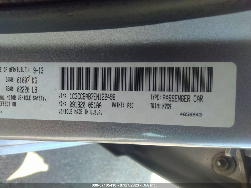 2014 CHRYSLER 200 LX - 1C3CCBAB7EN122496