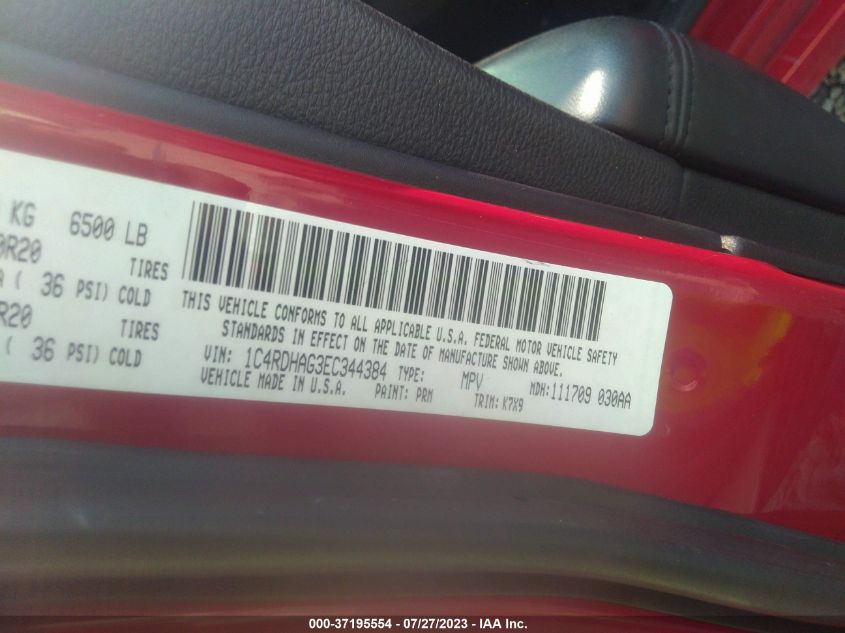 2014 DODGE DURANGO SXT - 1C4RDHAG3EC344384