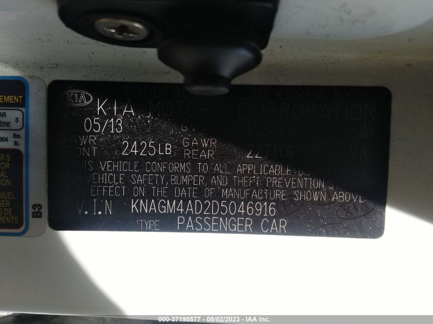 2013 KIA OPTIMA HYBRID LX - KNAGM4AD2D5046916