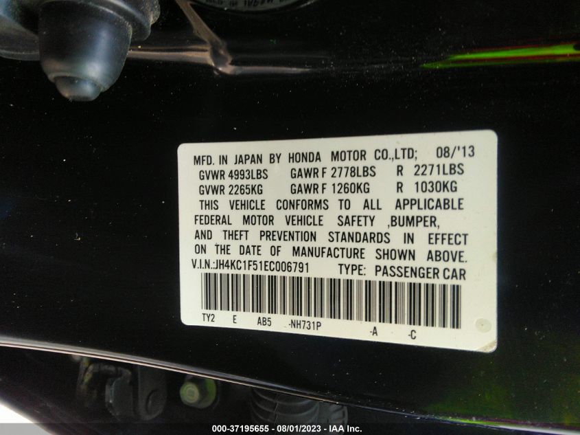 2014 ACURA RLX TECH PKG - JH4KC1F51EC006791