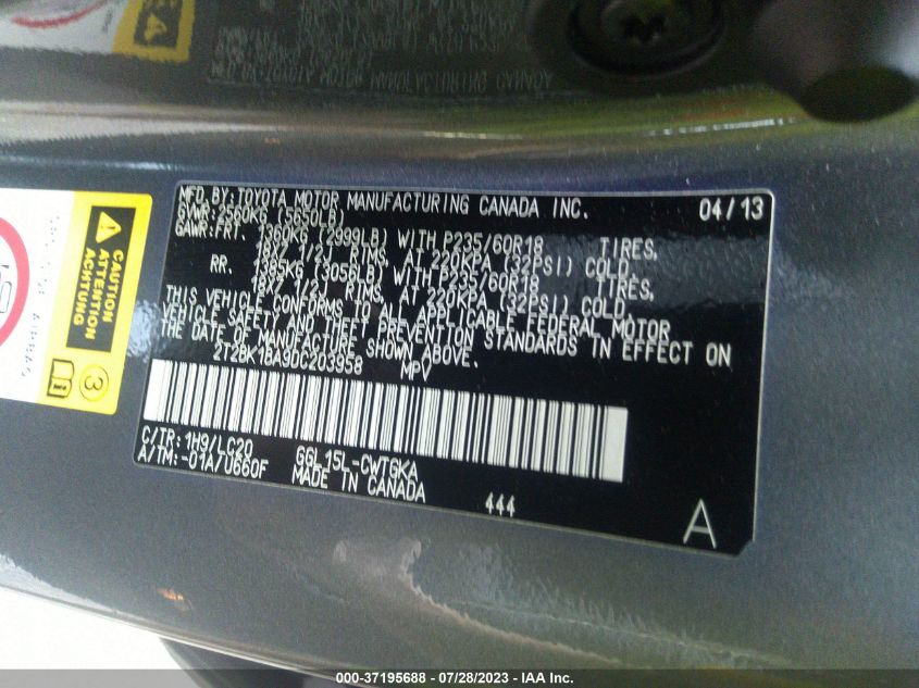 2013 LEXUS RX 350 - 2T2BK1BA9DC203958
