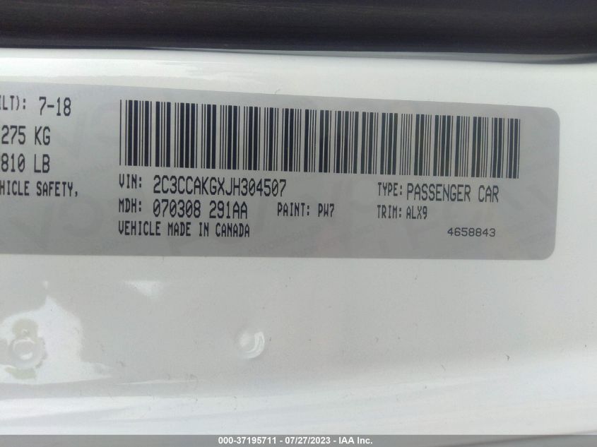 2018 CHRYSLER 300 LIMITED - 2C3CCAKGXJH304507