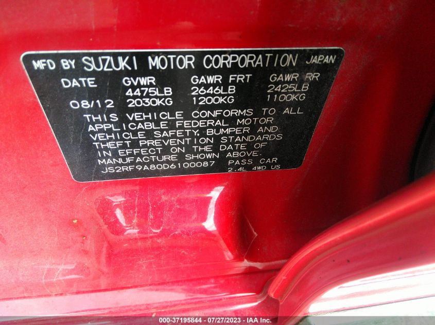 2013 SUZUKI KIZASHI SLS SPORT - JS2RF9A80D6100087