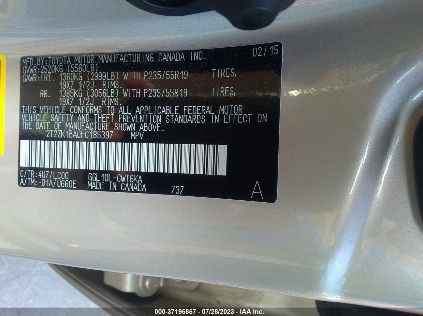2015 LEXUS RX 350 - 2T2ZK1BA0FC185397