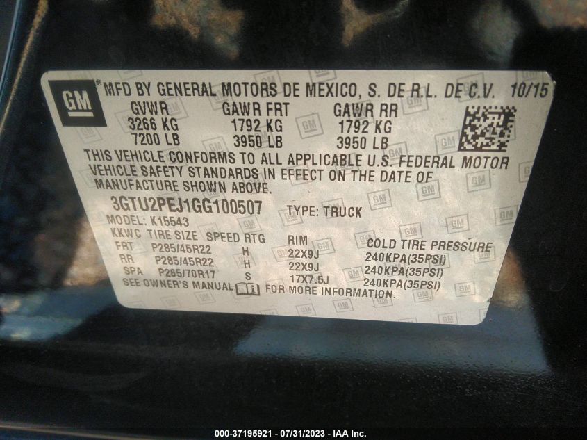 2016 GMC SIERRA 1500 DENALI - 3GTU2PEJ1GG100507