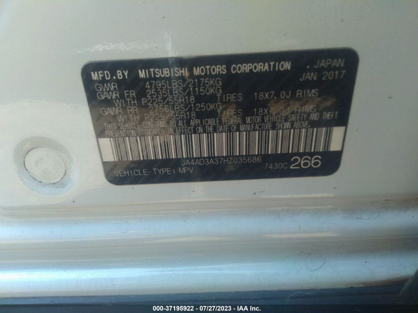 2017 MITSUBISHI OUTLANDER SE/SEL - JA4AD3A37HZ035686