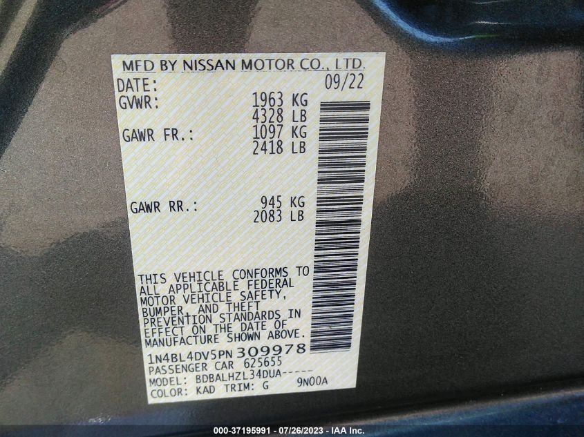 2023 NISSAN ALTIMA 2.5 SV - 1N4BL4DV5PN309978