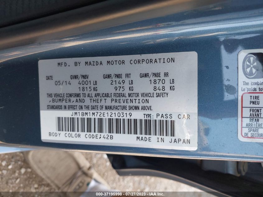 2014 MAZDA MAZDA3 I GRAND TOURING - JM1BM1M72E1210319