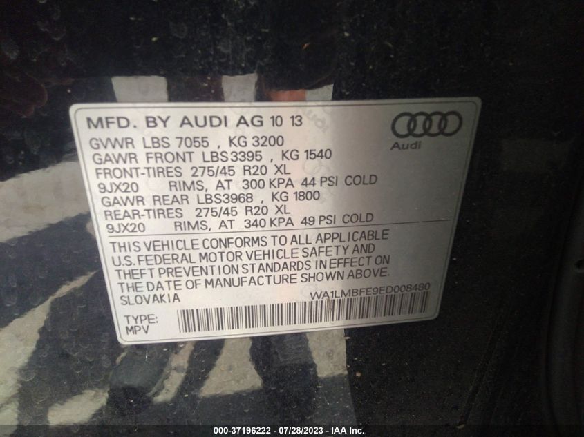 2014 AUDI Q7 3.0L TDI PREMIUM PLUS - WA1LMBFE9ED008480