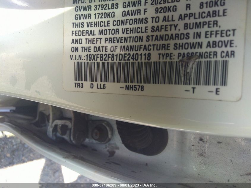 2013 HONDA CIVIC SDN EX - 19XFB2F81DE240118