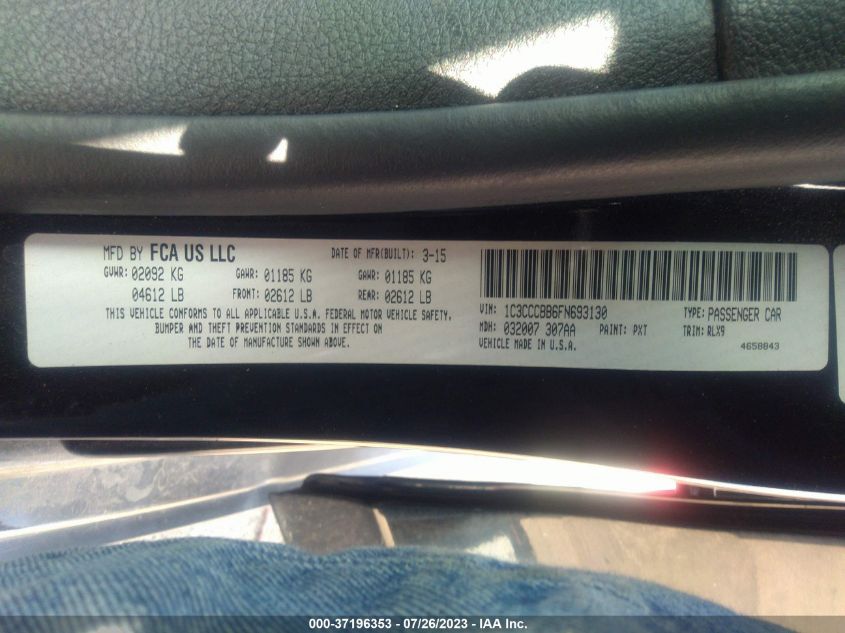 2015 CHRYSLER 200 S - 1C3CCCBB6FN693130