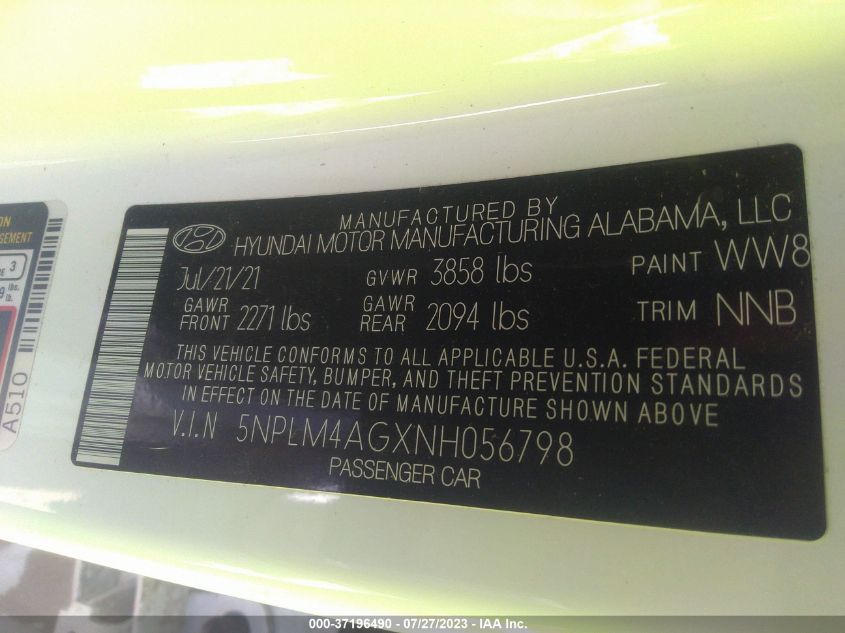 2022 HYUNDAI ELANTRA SEL - 5NPLM4AGXNH056798