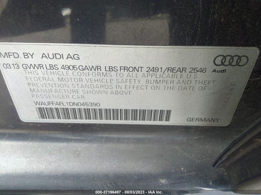 2013 AUDI A4 PREMIUM PLUS - WAUFFAFL1DN045390