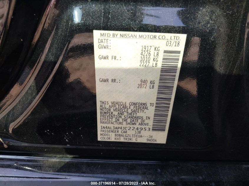 2018 NISSAN ALTIMA 2.5 S - 1N4AL3AP4JC224953