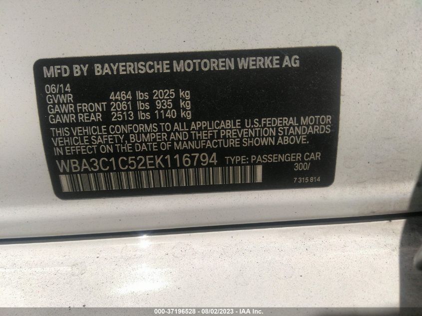 2014 BMW 3 SERIES 328I - WBA3C1C52EK116794