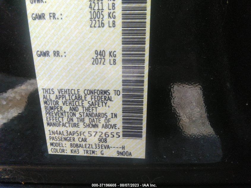 2015 NISSAN ALTIMA 2.5 S - 1N4AL3AP5FC572655