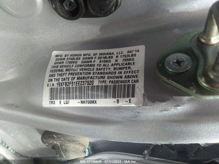 2014 HONDA CIVIC SEDAN LX - 19XFB2F51EE237520