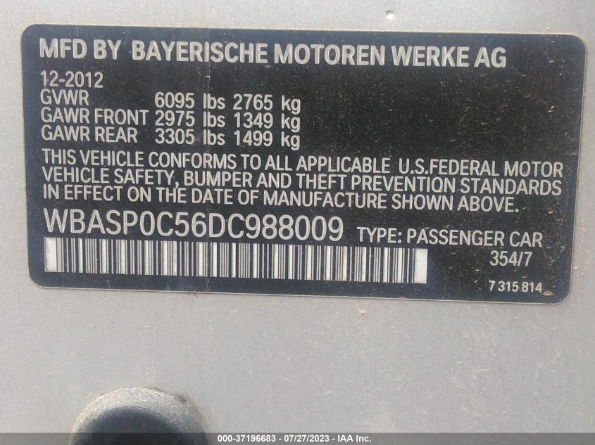 2013 BMW 5 SERIES GRAN TURISMO 550I XDRIVE - WBASP0C56DC988009