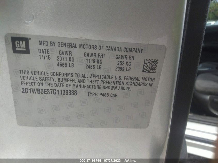 2016 CHEVROLET IMPALA LIMITED LT - 2G1WB5E37G1138338