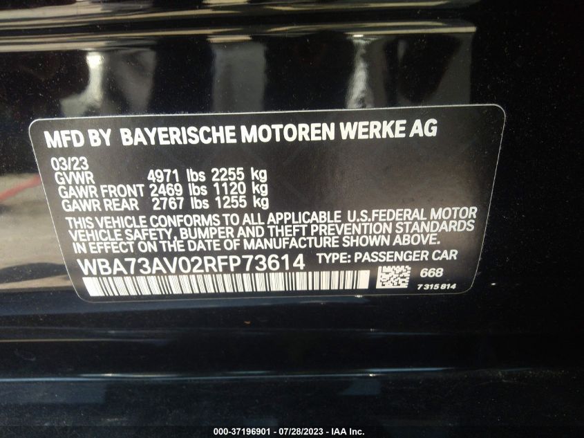 2024 BMW 4 SERIES 430I XDRIVE - WBA73AV02RFP73614
