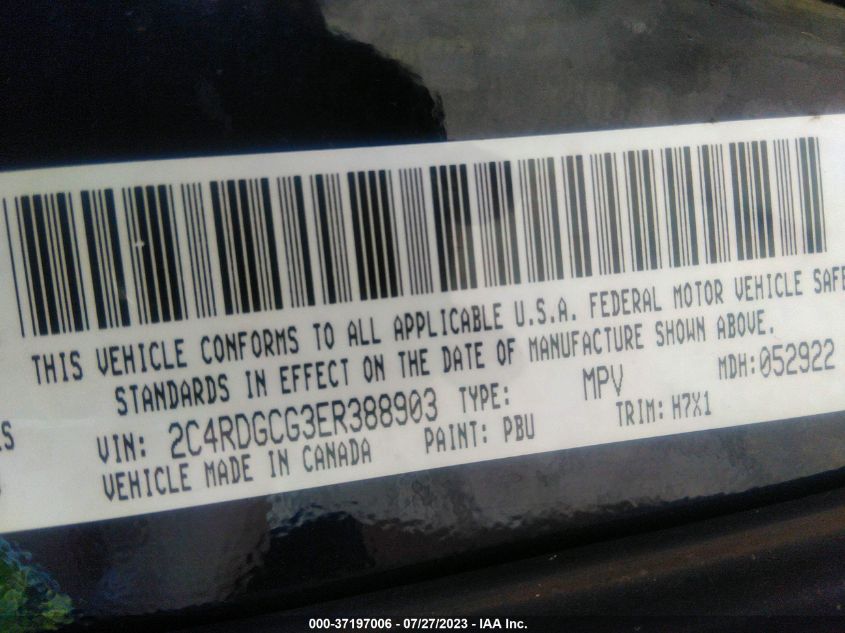 2014 DODGE GRAND CARAVAN SXT - 2C4RDGCG3ER388903