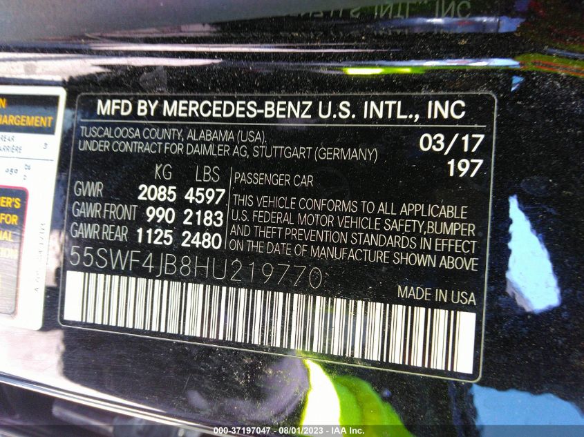 2017 MERCEDES-BENZ C-CLASS C 300 - 55SWF4JB8HU219770