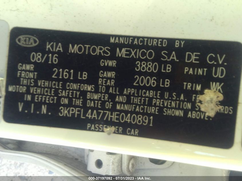 2017 KIA FORTE S - 3KPFL4A77HE040891
