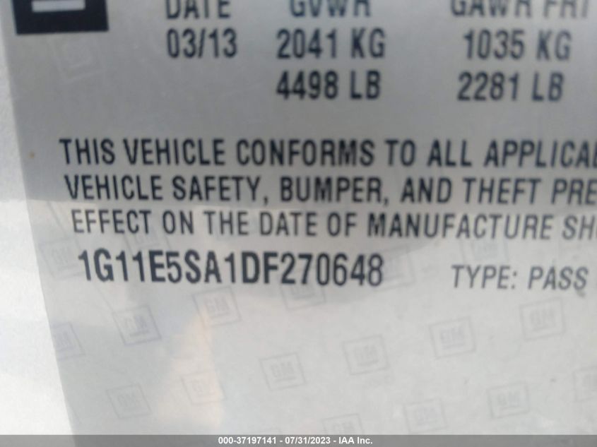 2013 CHEVROLET MALIBU LT - 1G11E5SA1DF270648