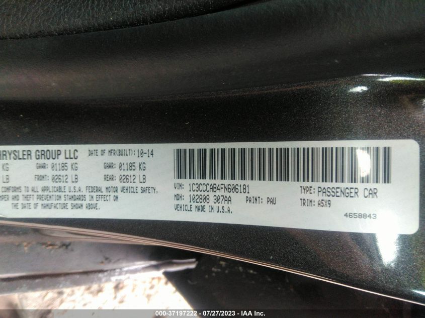 2015 CHRYSLER 200 LIMITED - 1C3CCCAB4FN606181
