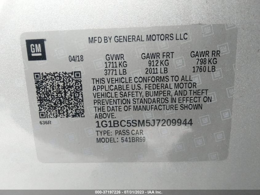 2018 CHEVROLET CRUZE LS - 1G1BC5SM5J7209944