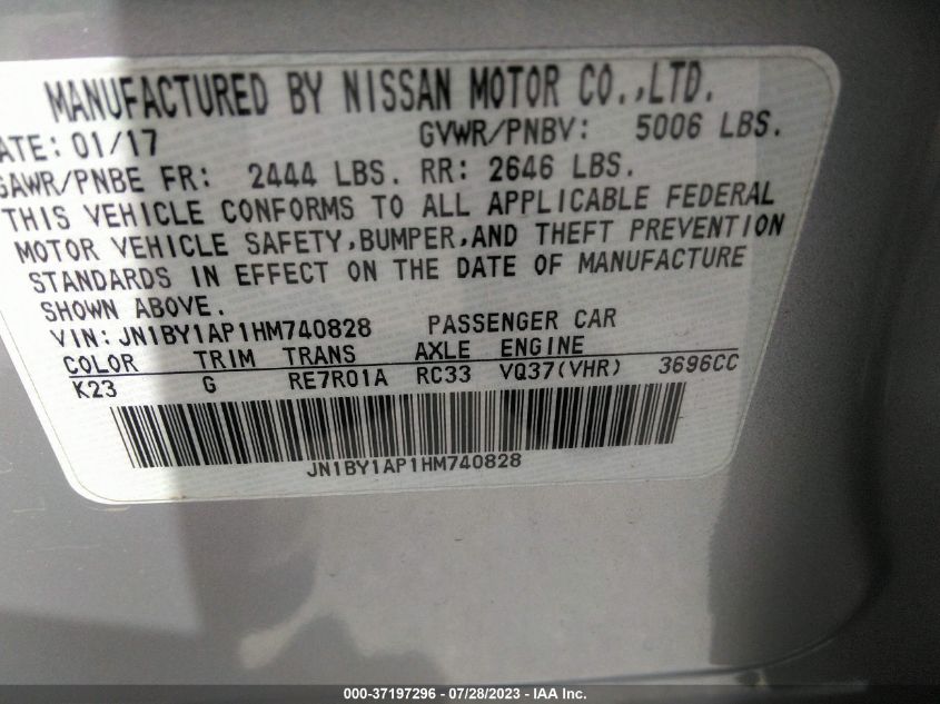 2017 INFINITI Q70 3.7 JN1BY1AP1HM740828