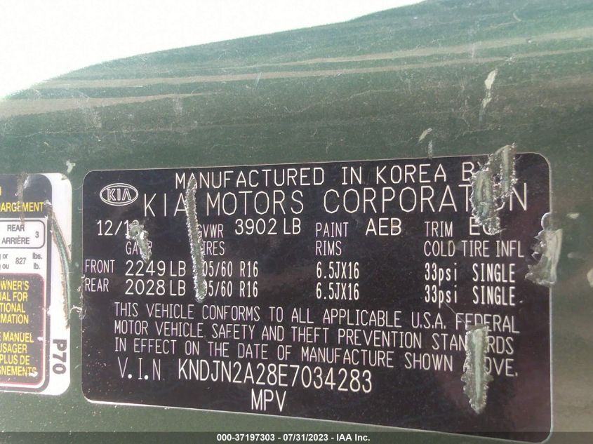 2014 KIA SOUL BASE - KNDJN2A28E7034283