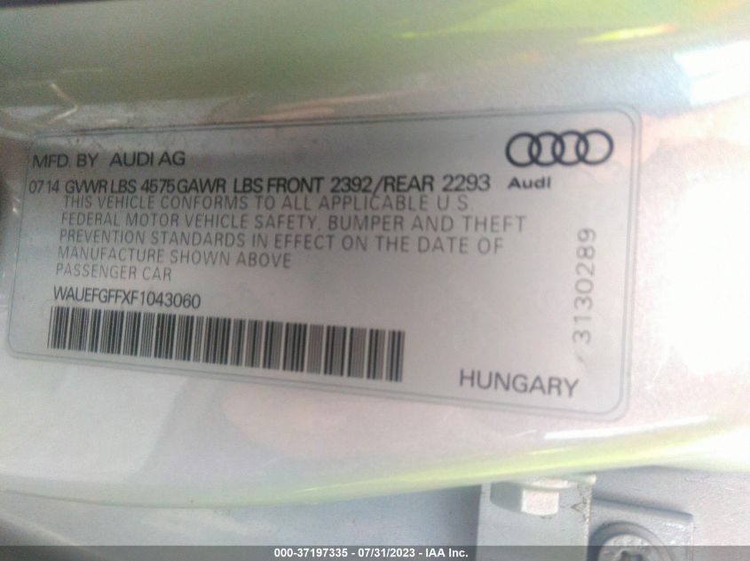 2015 AUDI A3 2.0T PREMIUM PLUS - WAUEFGFFXF1043060