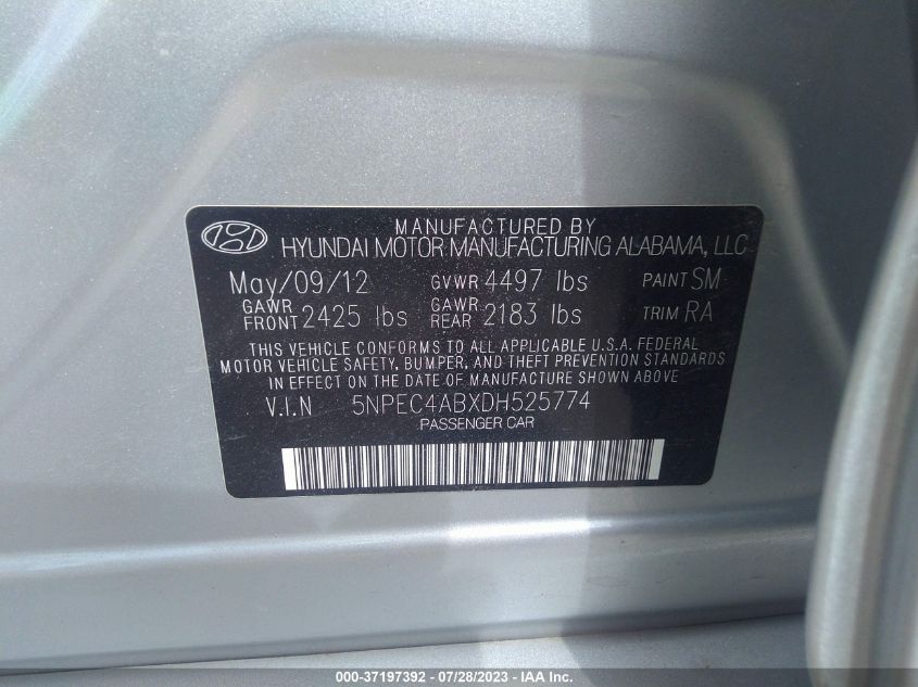 2013 HYUNDAI SONATA SE - 5NPEC4ABXDH525774