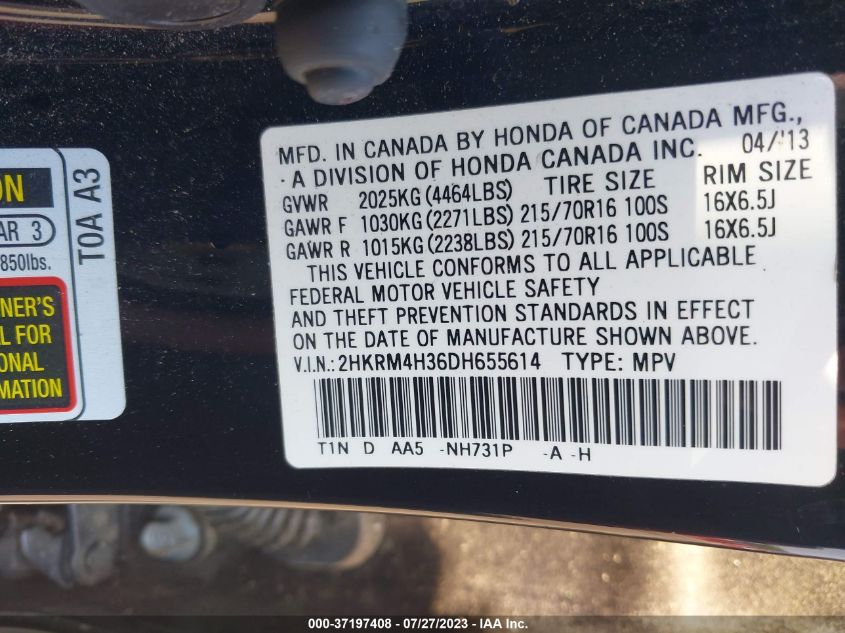 2013 HONDA CR-V LX - 2HKRM4H36DH655614