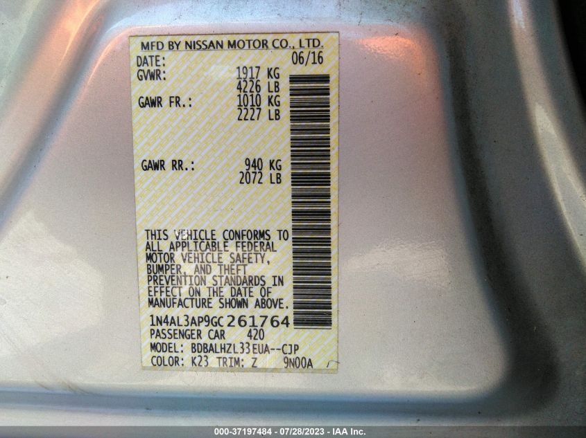 2016 NISSAN ALTIMA 2.5 - 1N4AL3AP9GC261764