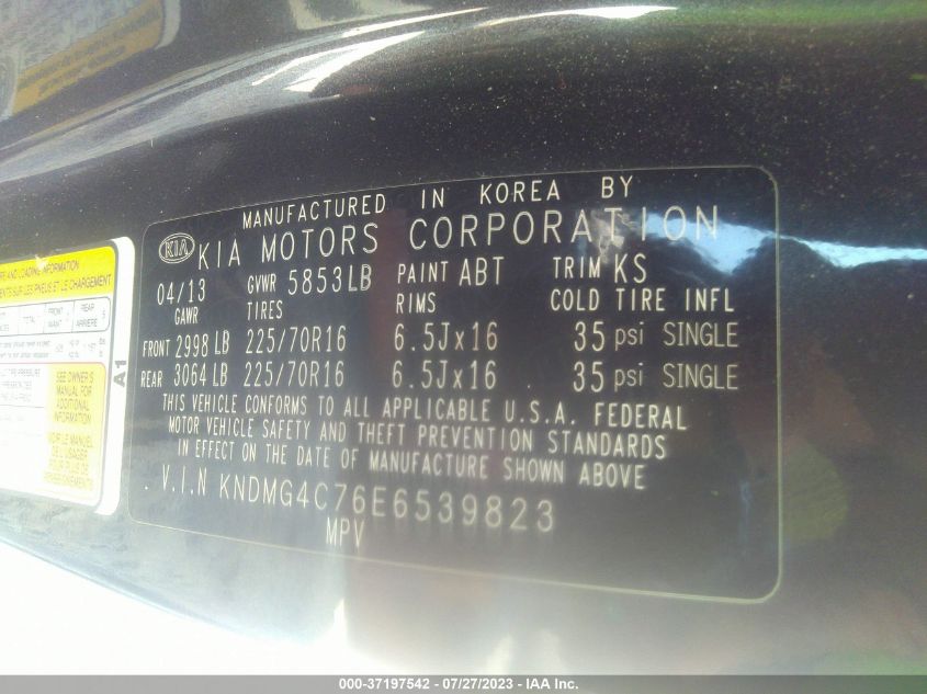 2014 KIA SEDONA LX - KNDMG4C76E6539823