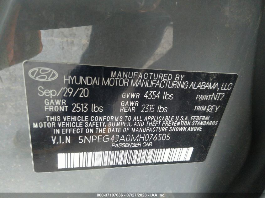 2021 HYUNDAI SONATA SE - 5NPEG4JA0MH076505