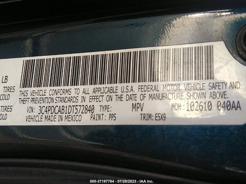 2013 DODGE JOURNEY SE - 3C4PDCAB1DT572840