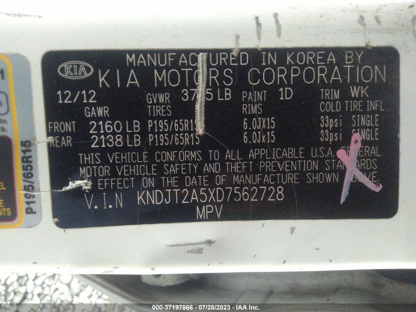 2013 KIA SOUL - KNDJT2A5XD7562728