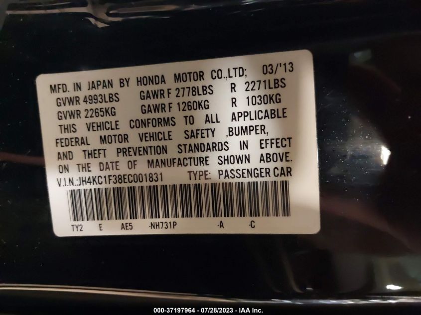 2014 ACURA RLX - JH4KC1F38EC001831