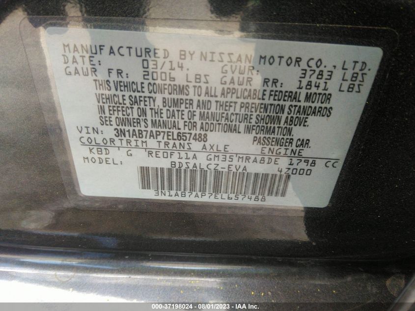 2014 NISSAN SENTRA S - 3N1AB7AP7EL657488