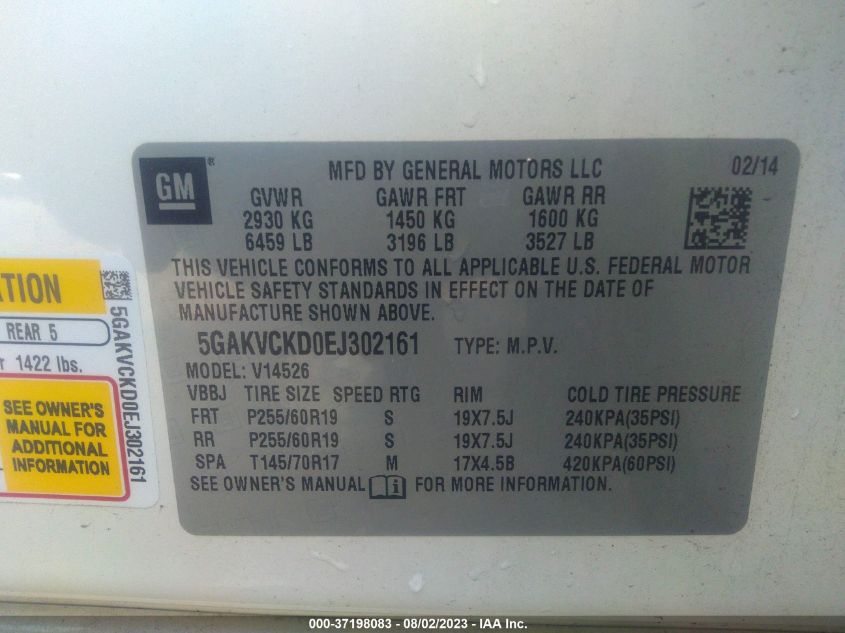 2014 BUICK ENCLAVE PREMIUM - 5GAKVCKD0EJ302161