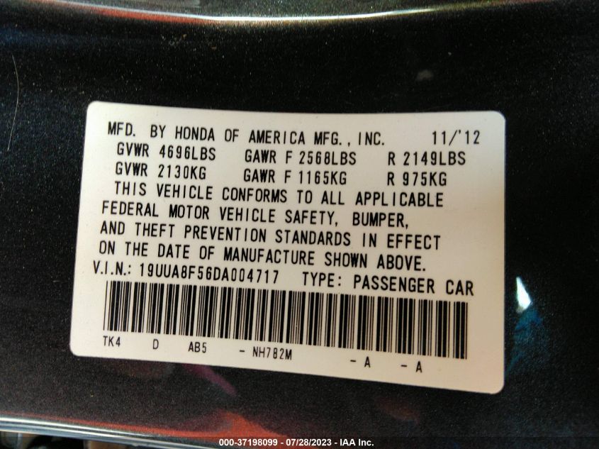 2013 ACURA TL TECH - 19UUA8F56DA004717