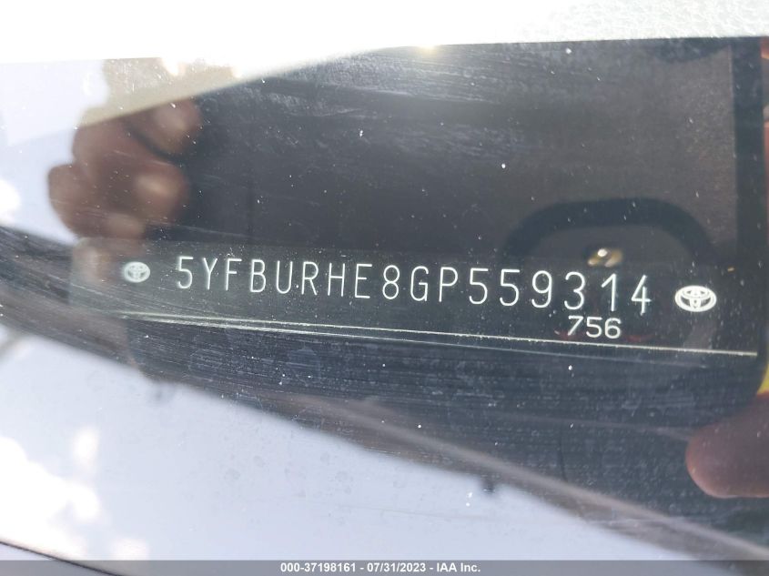 2016 TOYOTA COROLLA L/LE/S/S PLUS/LE PLUS - 5YFBURHE8GP559314