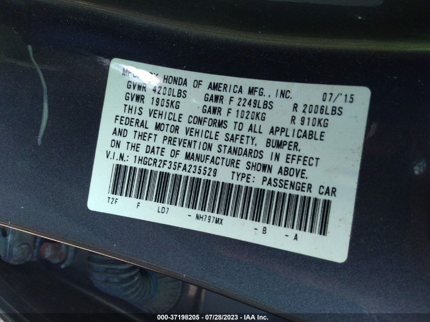 2015 HONDA ACCORD SEDAN LX - 1HGCR2F35FA235529
